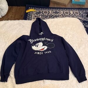 Disneyland Dark Blue Mickey Mouse Hoodie with White Accents